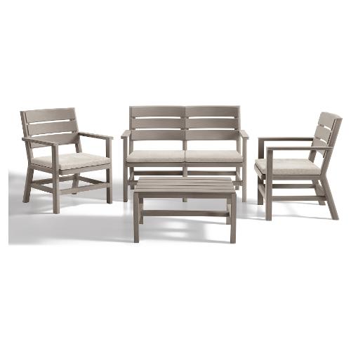 Set da esterno polipropilene DOGHE 4 posti Taupe 9690 1