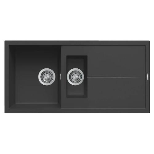 Lavello 1 vasca e mezza (100x50cm) UNICO 475 Nero Opaco LGU47540