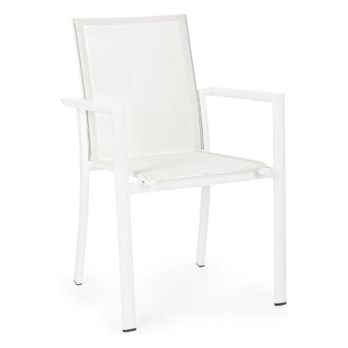Sedia con braccioli alluminio, textilene KONNOR Bianco 0663855