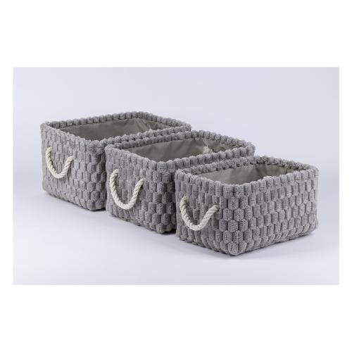Set ceste 3 pz tessuto poliestere manici in corda  Grigio Art.115