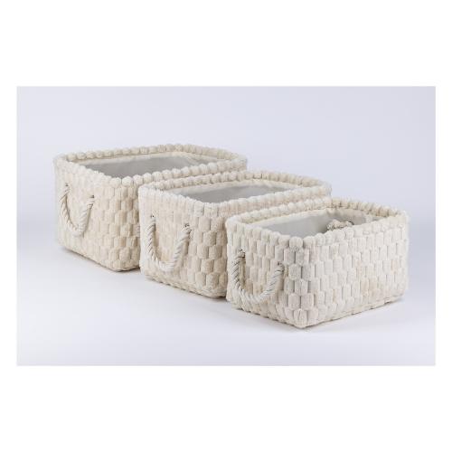 Set ceste 3 pz tessuto poliestere manici in corda  Beige Art.111