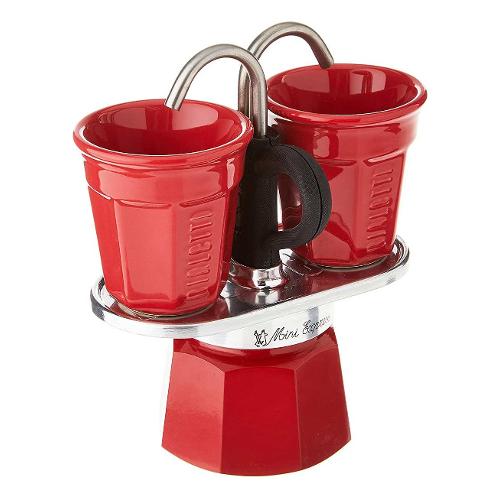 Caffettiera Alluminio 2 Tazze MINI EXPRESS con tazzine ceramica incluse Rosso 0007303 