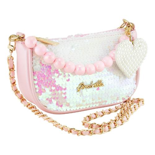 Borsetta gioco Lulu Crush con paillettes e tracolla (18x6x10,8cm) GIRABRILLA Rosa e Bianco 19150