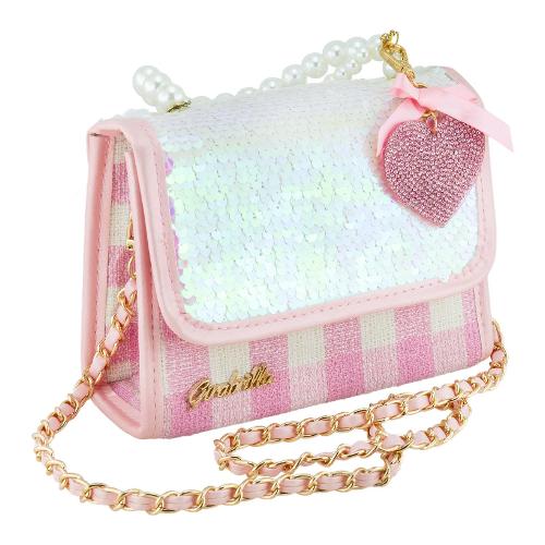 Borsetta gioco Gio Gio Glow con paillettes e tracolla (16x6,5x13cm) GIRABRILLA Rosa e Bianco 19155