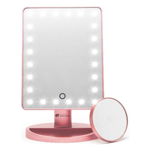 Specchio trucco da appoggio con luce e ingranditore ( 10x ) (16,8x27cm) Oro rosa MMSP-RG