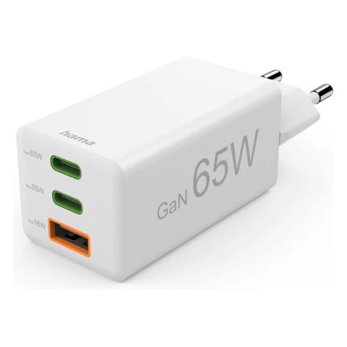 Caricabatterie USB Type-A, USB Type-C 65W GaN White 00201996