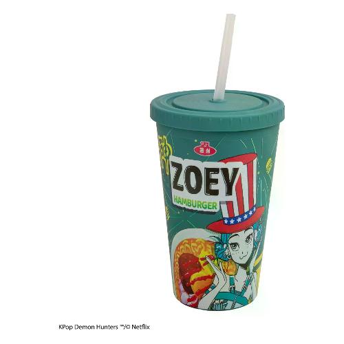 Tazza termica Tumbler Zoey Hamburger con cannuccia plastica (475ml) K-POP DEMON HUNTERS Verde CR4385