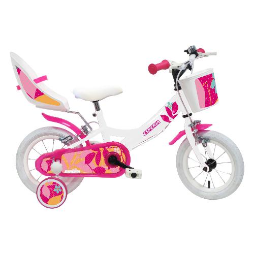 Mountain Bike acciaio ( 1 vel ) 12" con rotelle e accessori BIMBA STARLET Bianco 25146