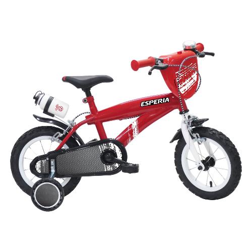 Mountain Bike acciaio ( 1 vel ) 12" con rotelle e accessori BIMBO FLASH Rosso 23568