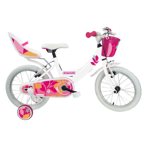 Mountain Bike acciaio ( 1 vel ) 14" con rotelle e accessori BIMBA STARLET Bianco 25148