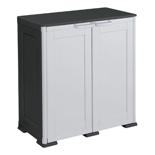 OMNIMODUS SIMPLEX Armadio plastica 2 Ante battenti Nero e Grigio (80cm) Mobile KIT