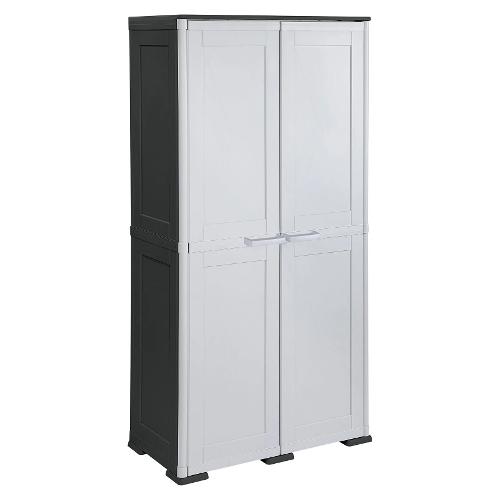 OMNIMODUS SIMPLEX Armadio plastica 2 Ante battenti Nero e Grigio (80cm) Mobile KIT