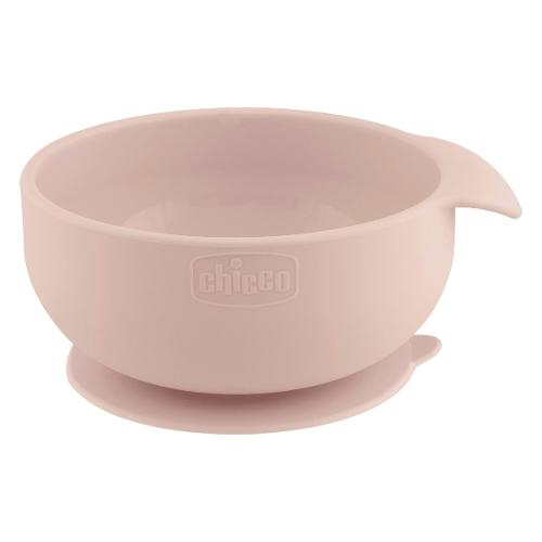 Piatto fondo bimbo silicone (12,6x6cm) ciotola base ventosa Rosa 00010221160000