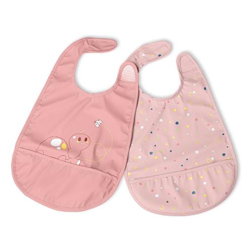 Set bavaglini 2 pz con tasca briciole Rosa 00016301150000