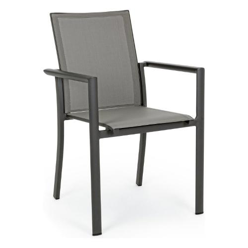 Sedia con braccioli alluminio, textilene KONNOR Antracite 0663355