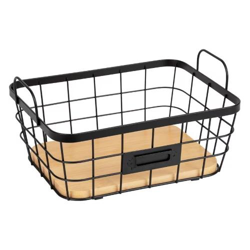 Cestino metallo porta oggetti (24x18x12cm) Nero e Natural 26565100