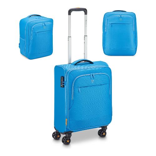 Set trolley morbido 1 pz tg. S con 2 zaini cabina FLYOVER Azzurro 41411618
