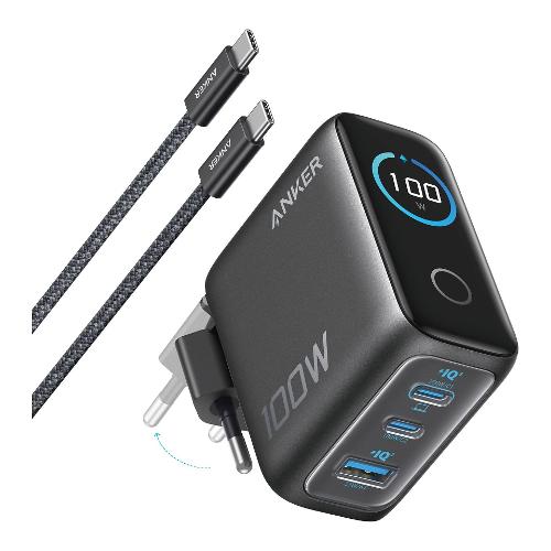 Caricabatterie USB Type-C, USB Type-A 100W GaN Black B121BGZ1