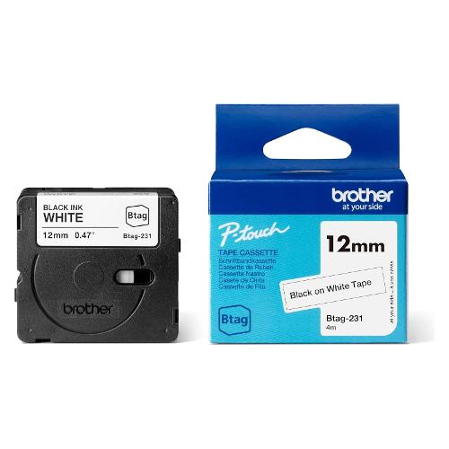 Nastro etichettatrice (12mm x 4m) Nero su Bianco P TOUCH BTAG231