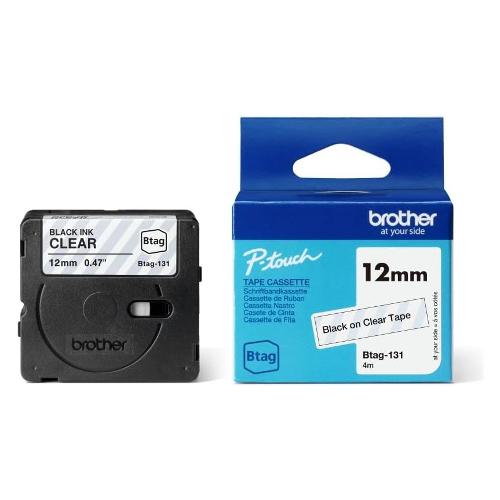 Nastro etichettatrice (12mm x 4m) Nero su Trasparente P TOUCH BTAG131