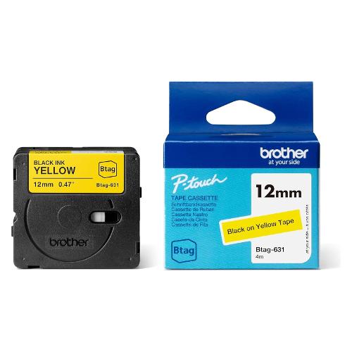 Nastro etichettatrice (12mm x 4m) Nero su Giallo P TOUCH BTAG631