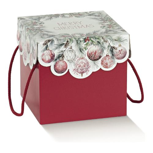 Confezione porta panettone e bottiglia (20x20x19cm) ADDOBBI DI NATALE 100493S