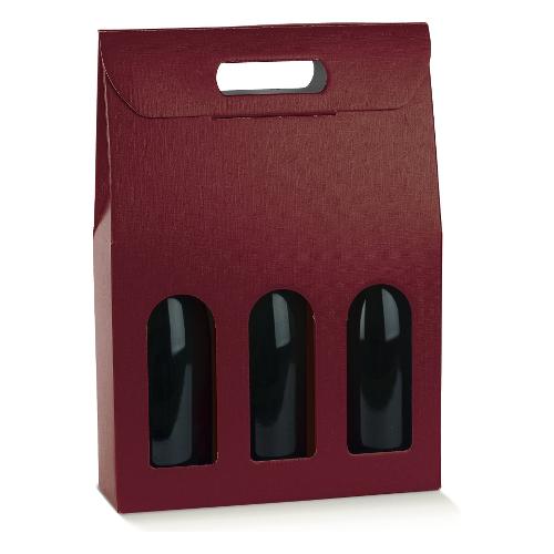 Confezione porta bottiglia (3 bottiglie) (27x9x38,5cm) FIBRA BORDEAUX 100303S