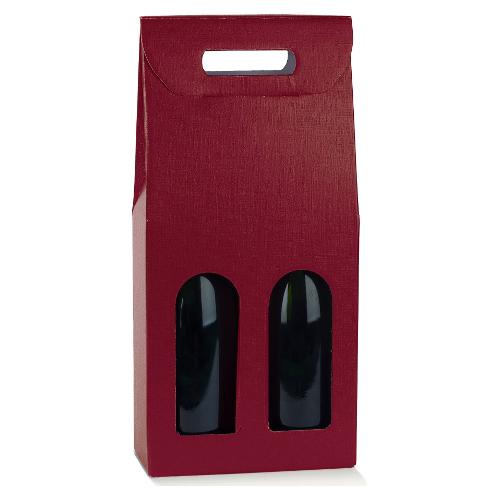 Confezione porta bottiglia (2 bottiglie) (18x9x38,5cm) FIBRA BORDEAUX 100302S