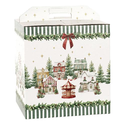 Confezione porta panettone e bottiglia (43x24x34,5cm) MARKET VERDE 100382P