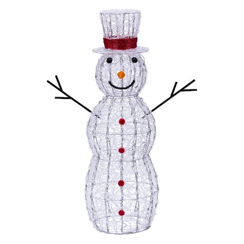 Pupazzo di neve Bianco (H105 cm) 3 giochi di luce 220 luci - LED Bianco caldo e Bianco freddo IP44 80270
