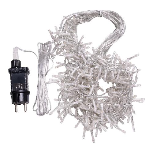 Tenda luminosa Natale Trasparente 384 luci - LED Bianco caldo (3,4 + 4 mt) 1 Gioco di luce IP44 81284