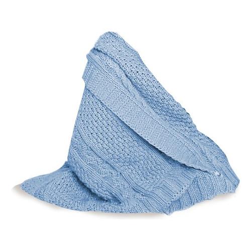 Coperta lettino Trecce tessuto maglia 100% bamboo naturale (100x75cm) ABBRACCI Azzurro 030 2600 002