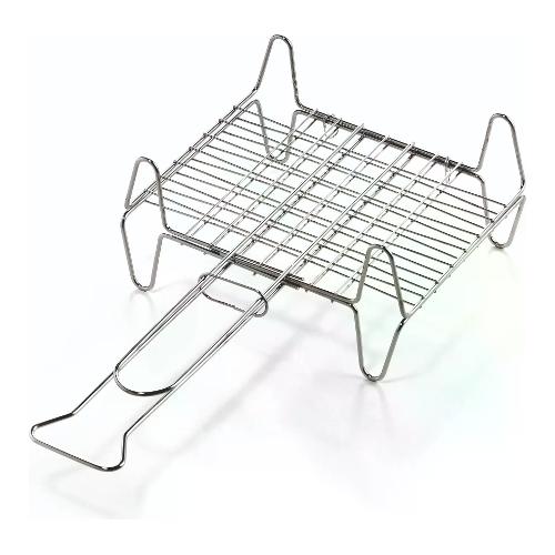 Griglia barbecue rete doppia con piedi acciaio (27x22cm) Cromo lucido A12227
