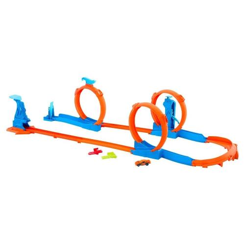 Playset Pista Triplo Loop con Speed Snap Track auto 1:64 HOT WHEELS JDW39