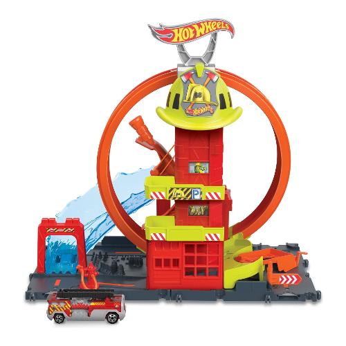 Playset Pista Super Loop Fire Station  HOT WHEELS CITY HKX41