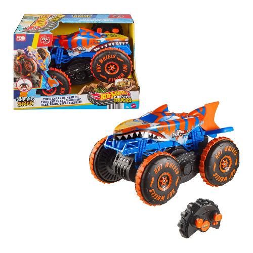 Radiocomando Tiger Shark Super Climber 2,4 GHz scala 1:15 (28cm) HOT WHEELS MONSTER TRUCKS Arancio e Blu JFR39
