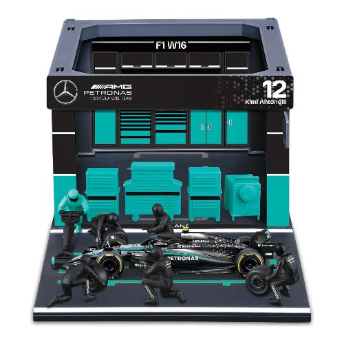 Garage Playset Paddock Garage Pit Stop con auto F1 2025 12 Antonelli MERCEDES 18 38458A