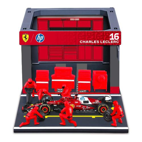 Garage Playset Paddock Garage Pit Stop con auto F1 2025 16 Leclerc FERRARI 18 36865L