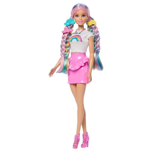 Set bambola Capelli Arcobaleno con accessori BARBIE JJP07