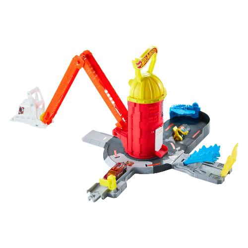 Playset Super Caserma dei Pompieri con veicolo 1:64 HOT WHEELS CITY JHL95