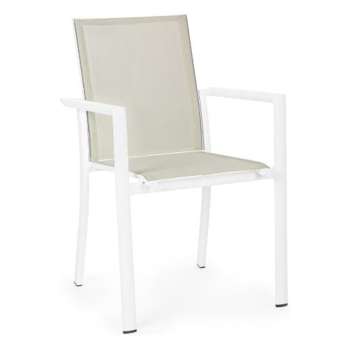 Sedia con braccioli alluminio, textilene KONNOR Bianco 0663854