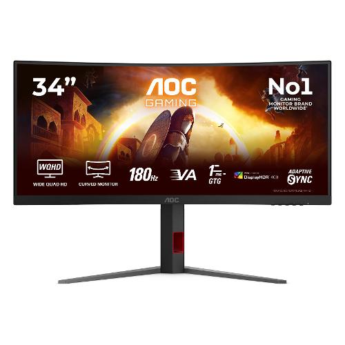 Monitor 34" ( LED 3440x1440 UWQHD 180Hz ) Curvo Black e Red CU34G4CA