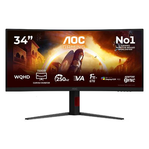 Monitor 34" ( LED 3440x1440 UWQHD 250Hz ) Curvo Black e Red CU34G4ZCA