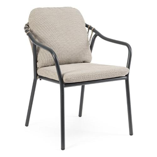 Sedia con braccioli alluminio, olefin EDVIGE Antracite 0664224