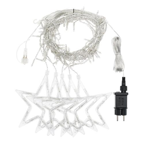 Tenda luminosa Natale Trasparente 150 luci - LED Bianco caldo (5,04 + 4 mt) Giuntabile Stelle 8 Giochi di luce IP44 68599