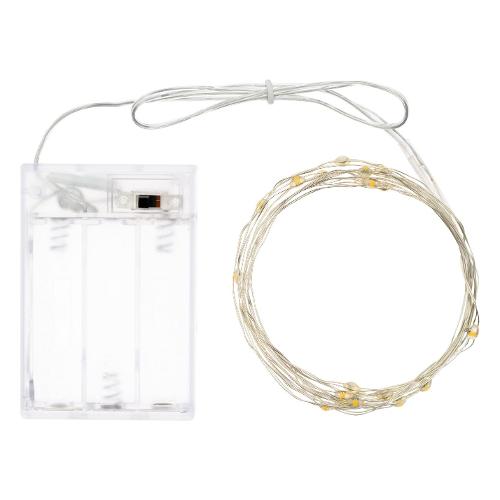 Filo Argento 20 luci - MICROLED Bianco freddo (1,9 + 0,1 mt) Luce fissa CHRISTMAS IP20 65802