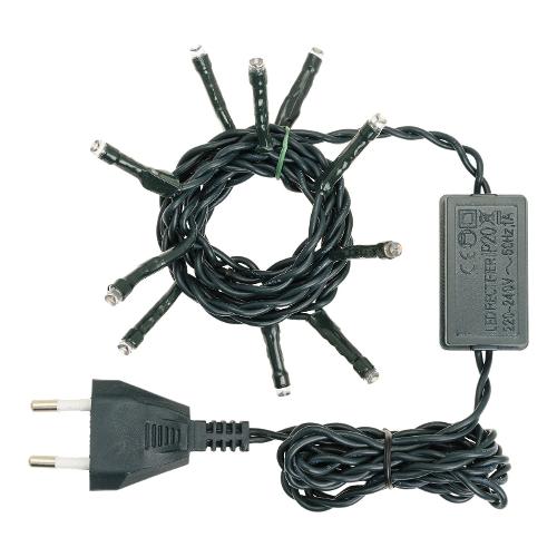 Filo Verde 10 luci - LED Bianco caldo (1 + 1,5 mt) Luce fissa XMAS KING 20283