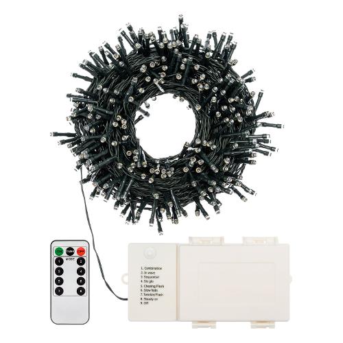 Filo Verde 500 luci - LED Bianco caldo (20 + 0,5 mt) 8 Giochi di luce XMAS KING IP44 65673