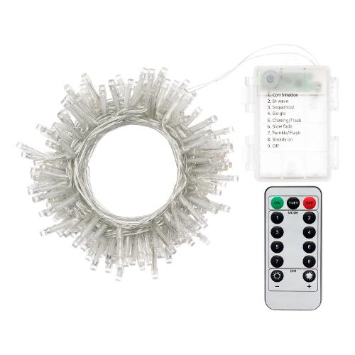 Filo Trasparente 180 luci - LED Bianco caldo (7,2 + 0,5 mt) 8 Giochi di luce XMAS KING 67295