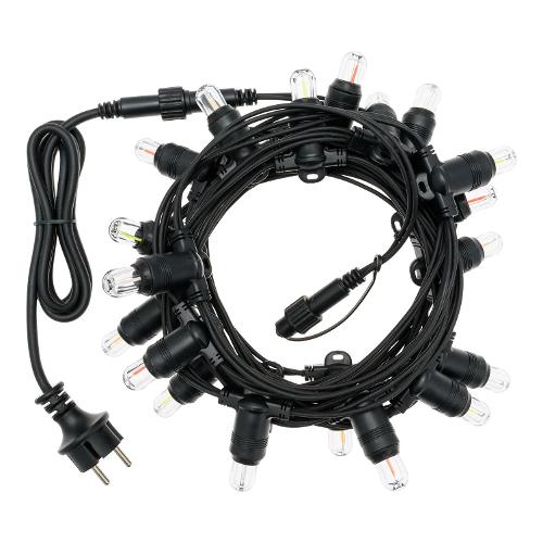 Filo Nero 20 luci - LED Multicolore (6 + 1,5 mt) Giuntabile E14 Papaya Luce fissa XMAS KING IP44 66236